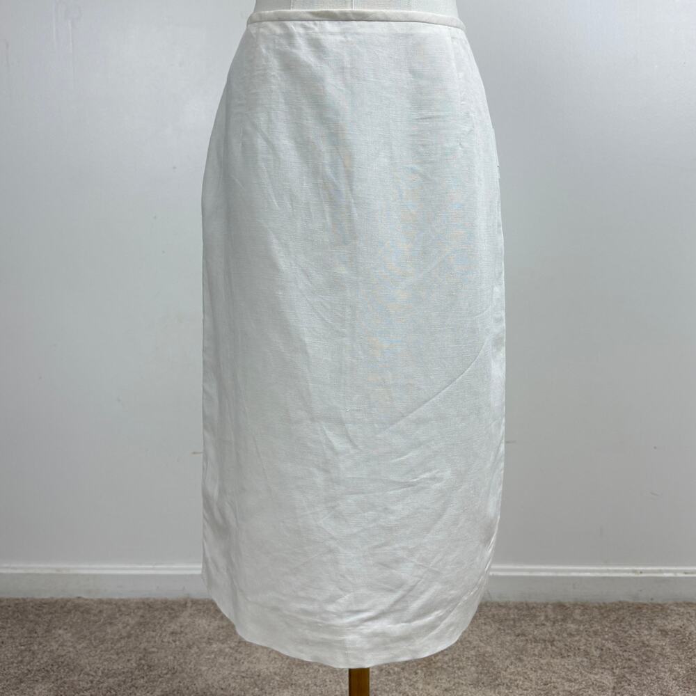 NWT Calvin Klein White Career MIDI Linen Skirt size 10